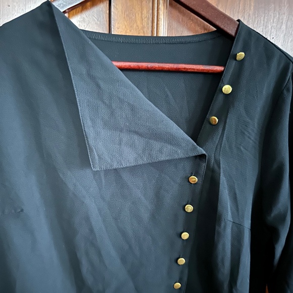 No Brand Women's Elegant Long Sleeve Black Top Gold Buttons Size M - Picture 6 of 8
